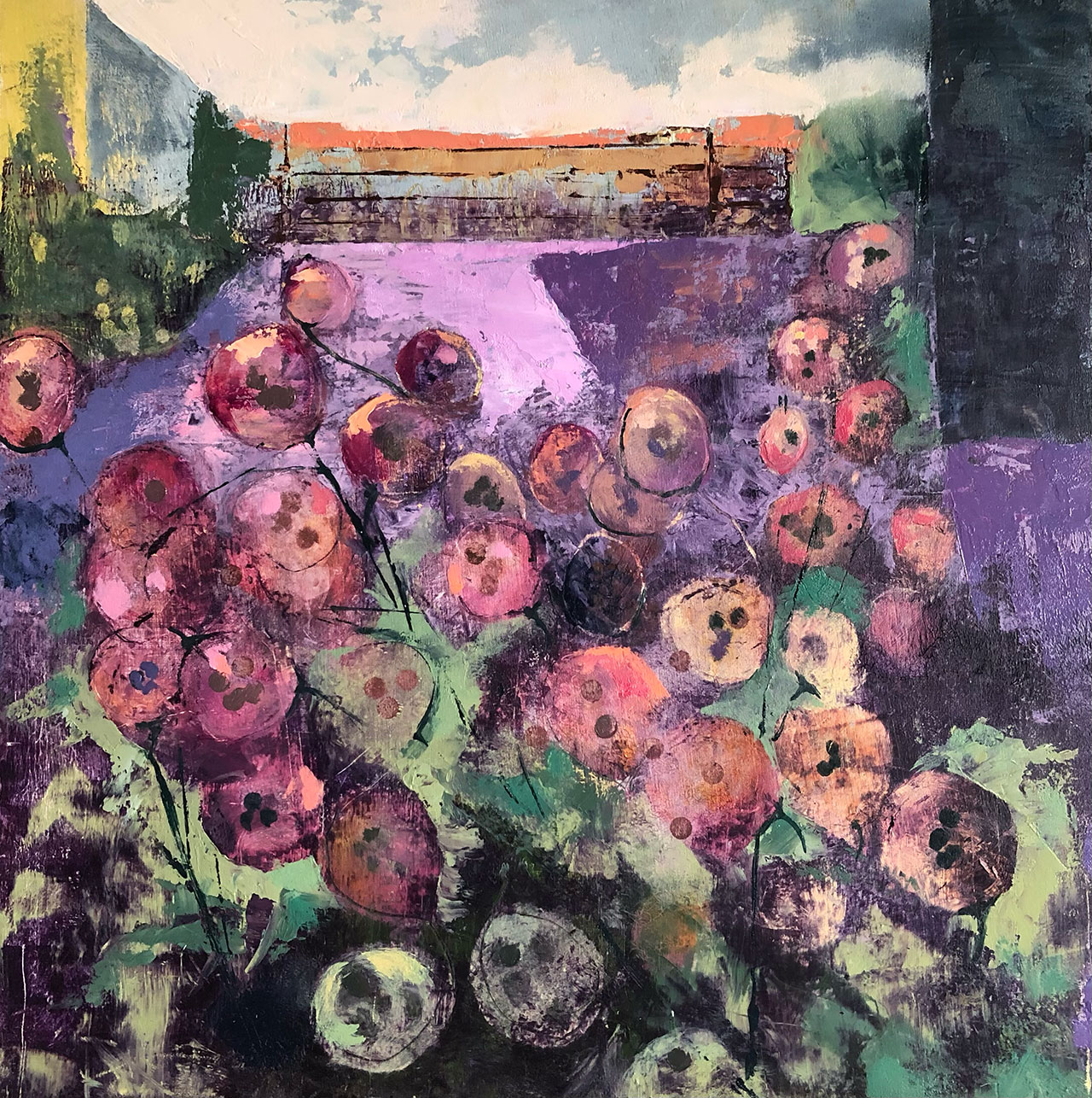 Autumn Honesty. Painting by Angela Jean Hall, an artist from Suffolk