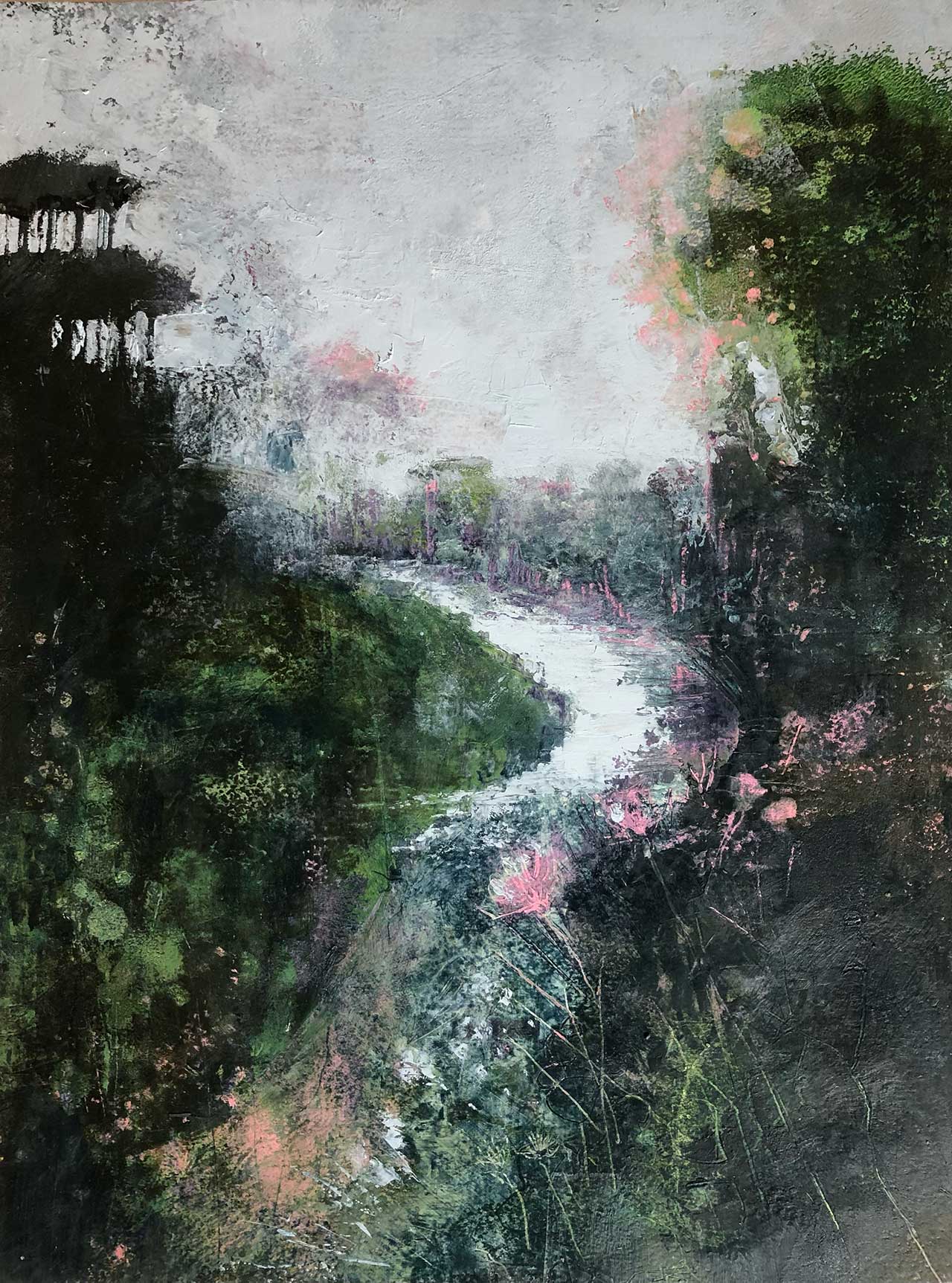 Les Pins. Painting by Angela Jean Hall, an artist from Suffolk