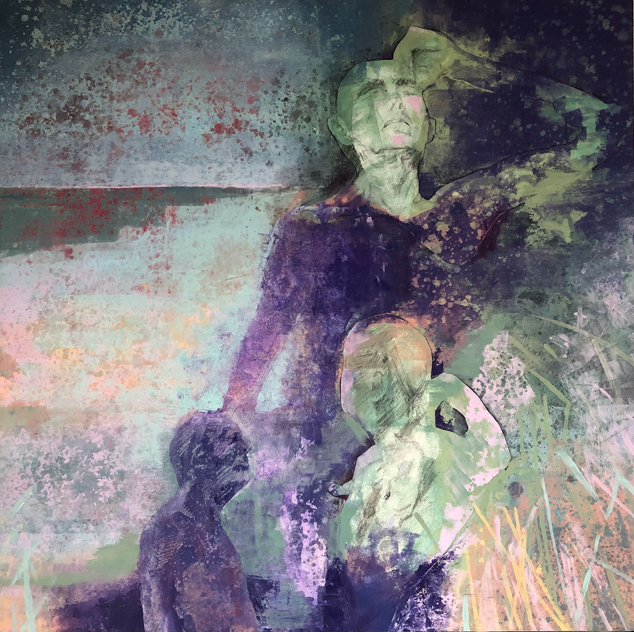 The Three Watchers. Painting by Angela Jean Hall, an artist from Suffolk