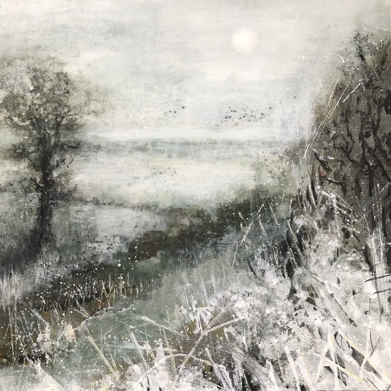 Fragile Light Oil and Cold Wax Landscape Painting Suffolk Artist